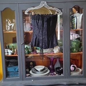 Y2K Vintage Goth Black satin Corset sz34